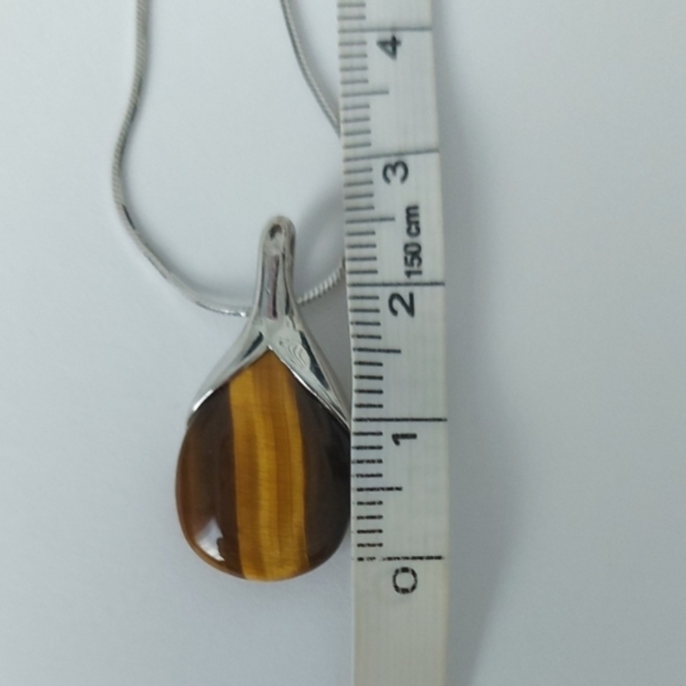 Tiger Eye Pendant Gemstone Crystal Jewelry Sterling Silver Necklace Chain - Picture 12 of 12